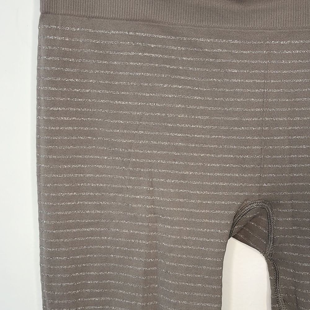 Athleta Mauve Brown Striped Seamless Leggings - Picture 3 of 5